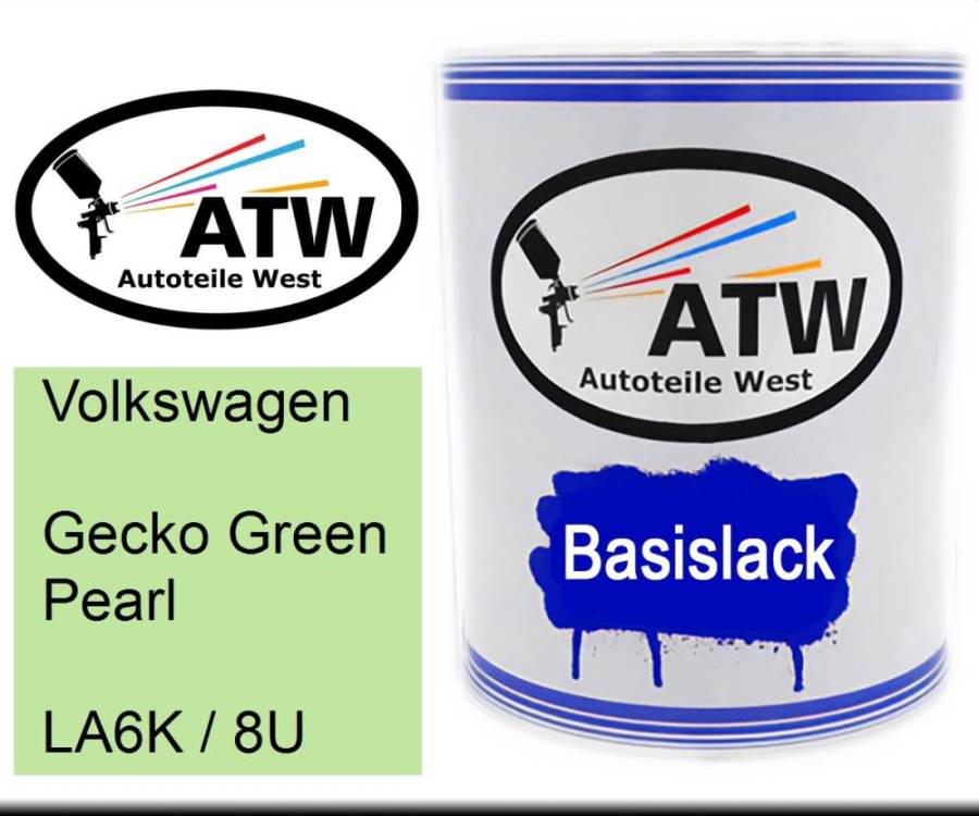 Volkswagen, Gecko Green Pearl, LA6K / 8U: 1L Lackdose, von ATW Autoteile West.